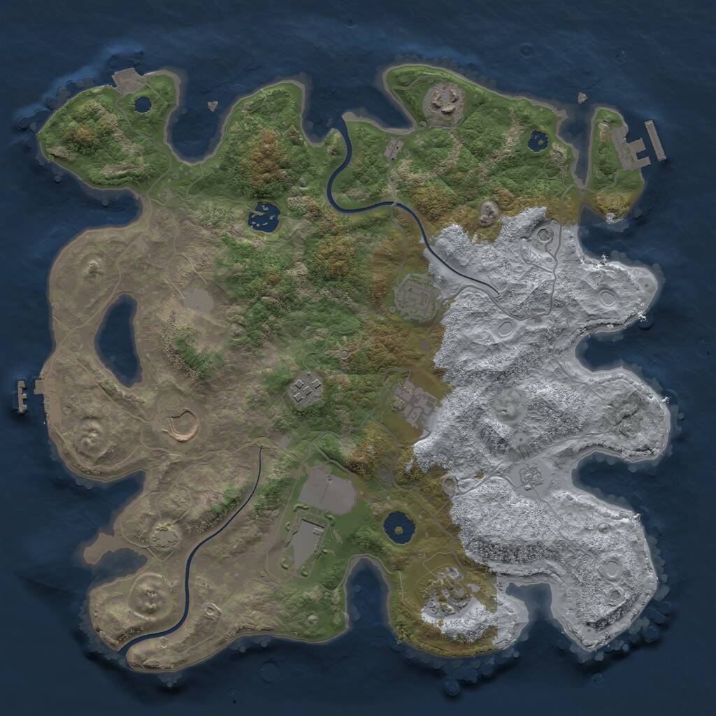 Rust Map: Procedural Map, Size: 3500, Seed: 18400, 14 Monuments