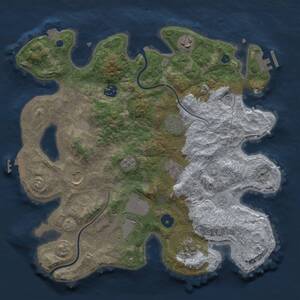 Thumbnail Rust Map: Procedural Map, Size: 3500, Seed: 18400, 14 Monuments