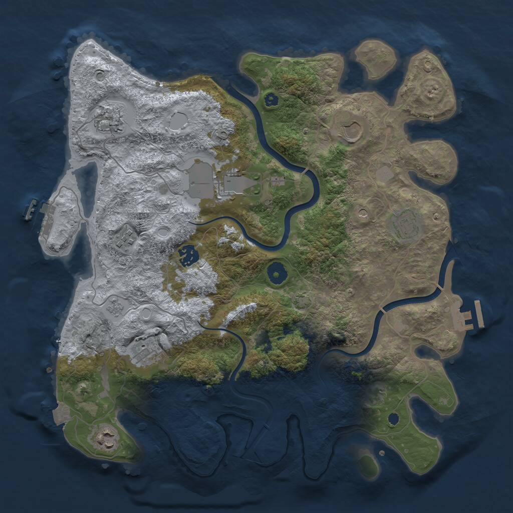 Rust Map: Procedural Map, Size: 3700, Seed: 871513846, 14 Monuments