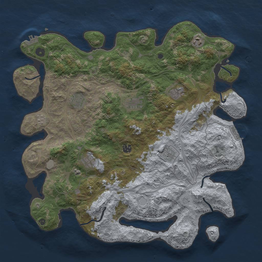 Rust Map: Procedural Map, Size: 4250, Seed: 1864797513, 17 Monuments