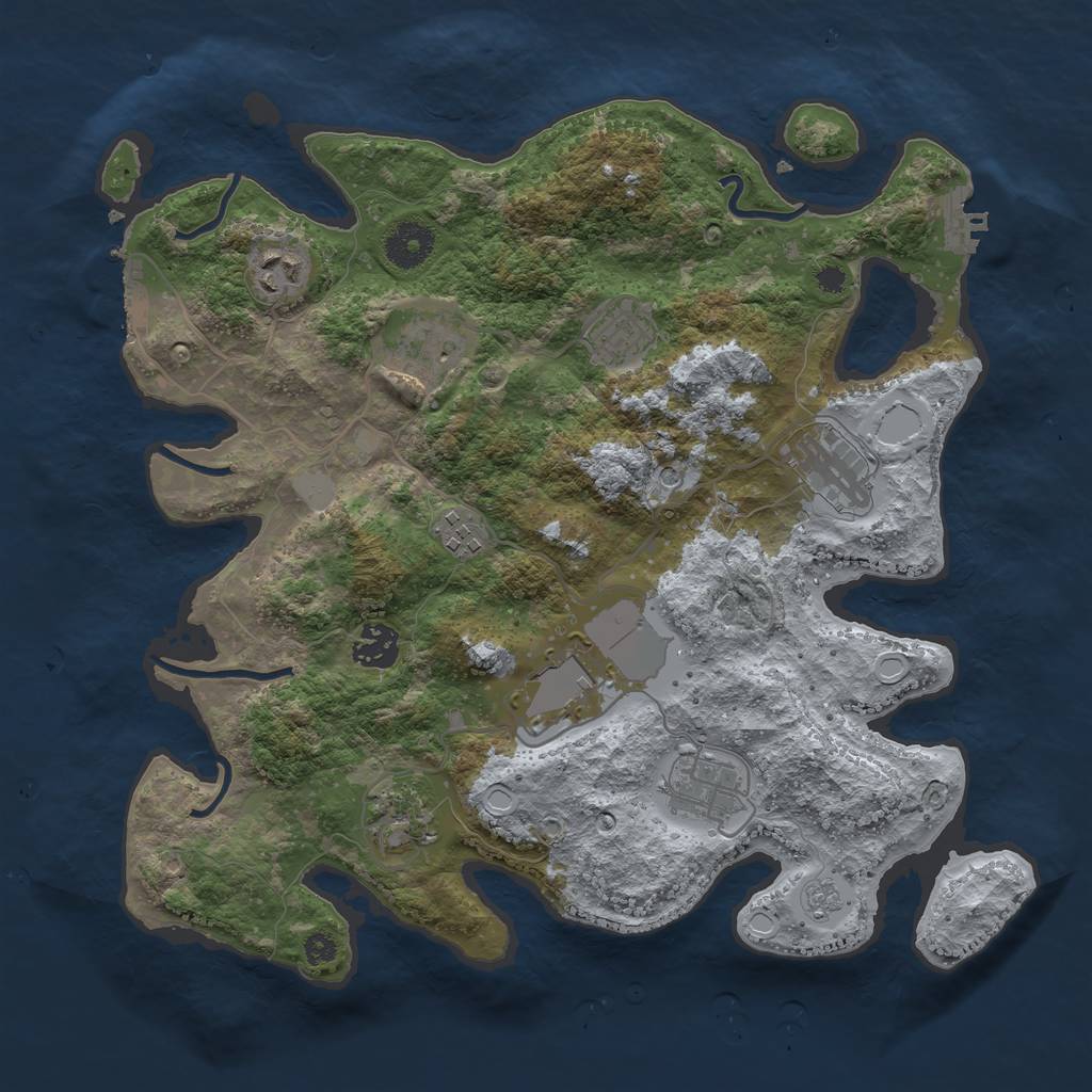 Rust Map: Procedural Map, Size: 3500, Seed: 192517937, 18 Monuments