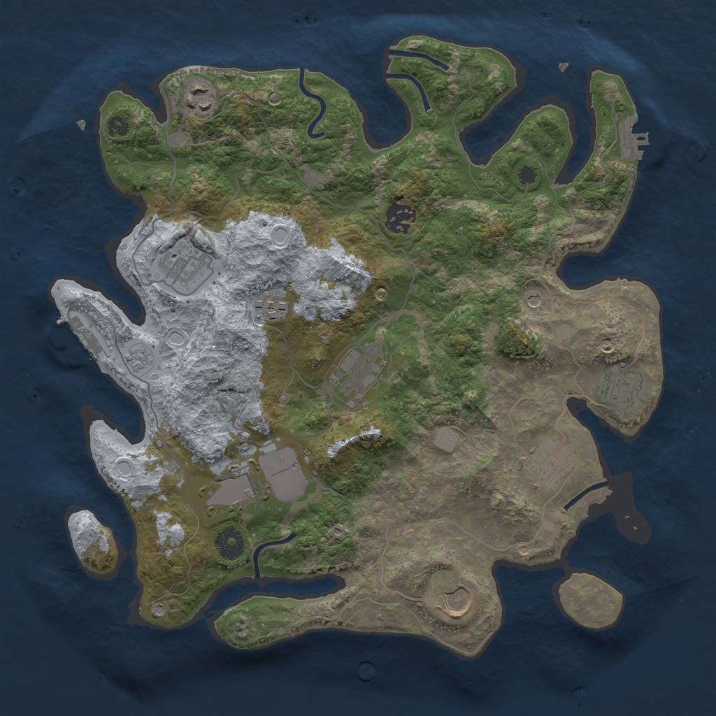 Rust Map: Procedural Map, Size: 3500, Seed: 25789, 18 Monuments