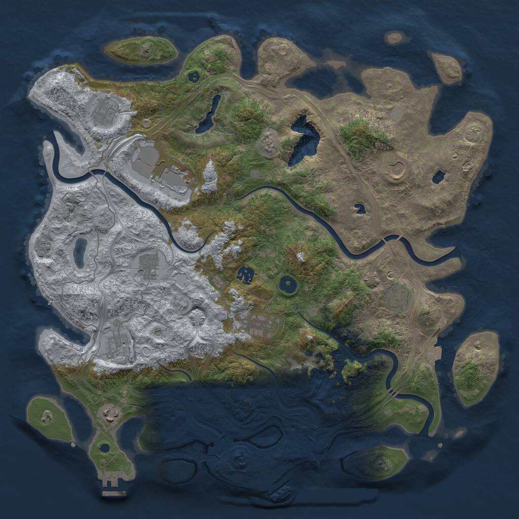 Rust Map: Procedural Map, Size: 4500, Seed: 845302217, 16 Monuments