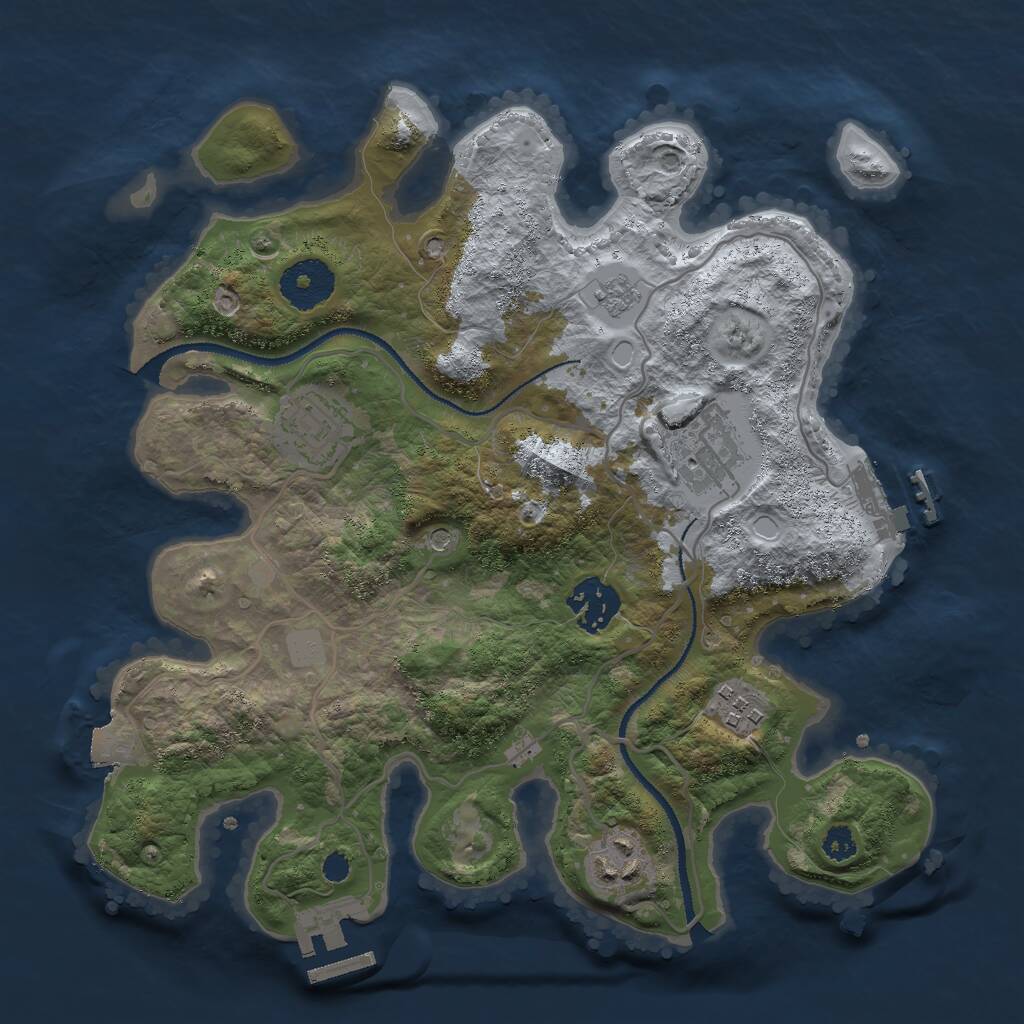 Rust Map: Procedural Map, Size: 3000, Seed: 10023825, 10 Monuments