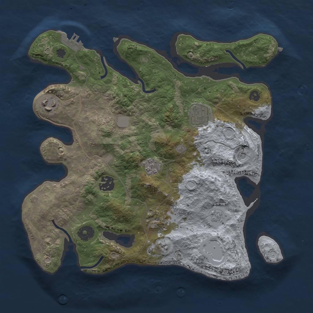 Rust Map: Procedural Map, Size: 3000, Seed: 2444172, 13 Monuments
