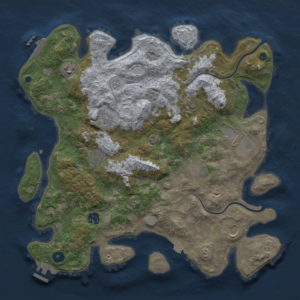 Rust Map: Procedural Map, Size: 3850, Seed: 1415604410, 15 Monuments