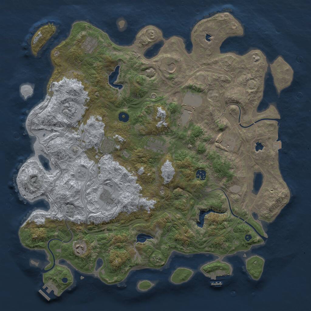Rust Map: Procedural Map, Size: 4500, Seed: 2079445098, 17 Monuments