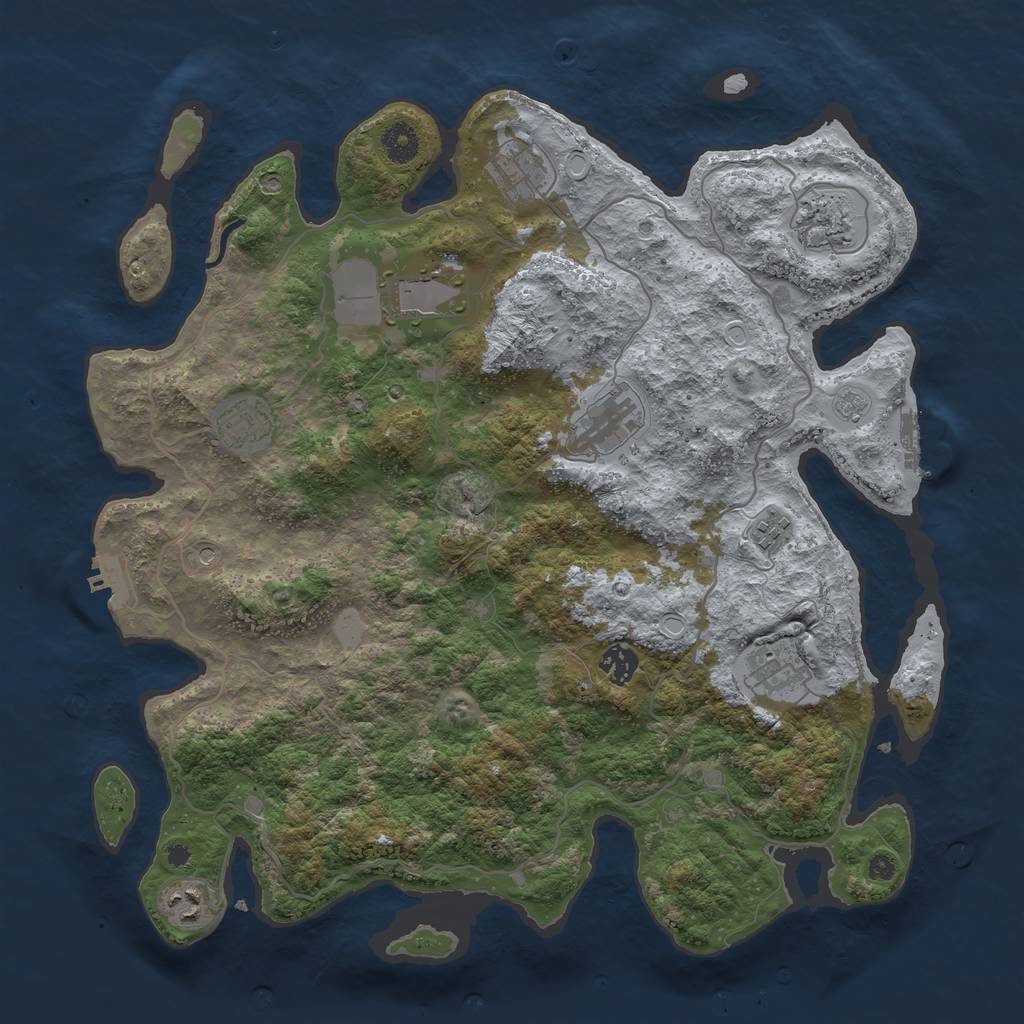 Rust Map: Procedural Map, Size: 4000, Seed: 687196174, 18 Monuments