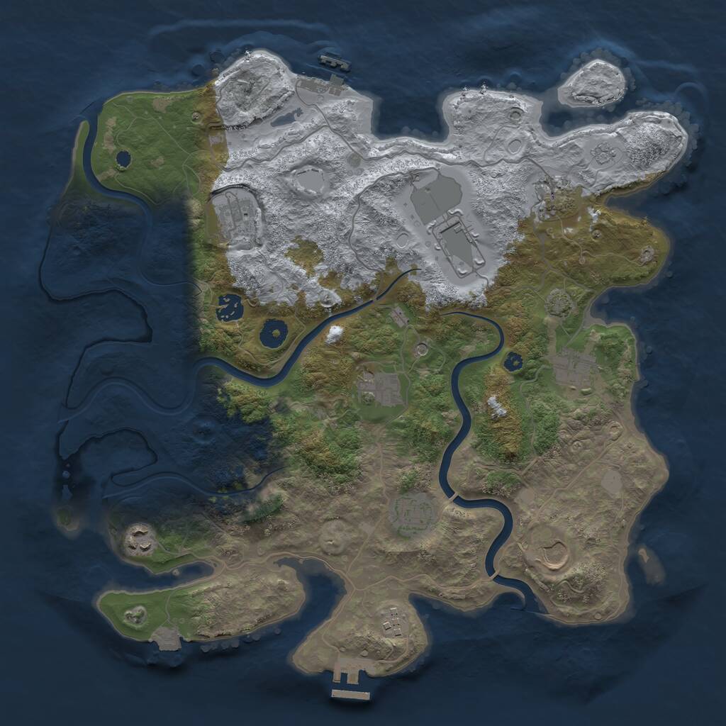 Rust Map: Procedural Map, Size: 3850, Seed: 1136639797, 16 Monuments