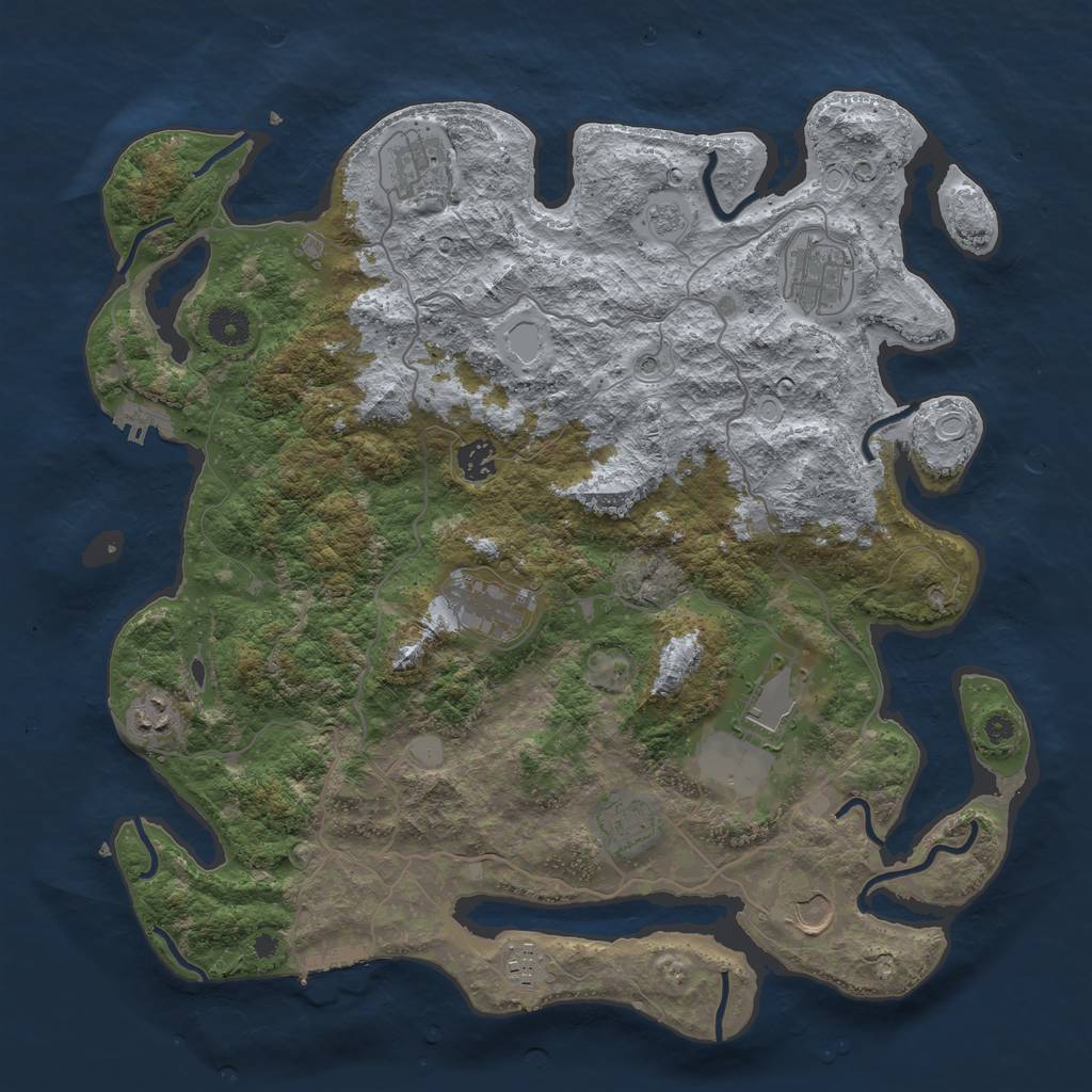 Rust Map: Procedural Map, Size: 4000, Seed: 67991021, 18 Monuments