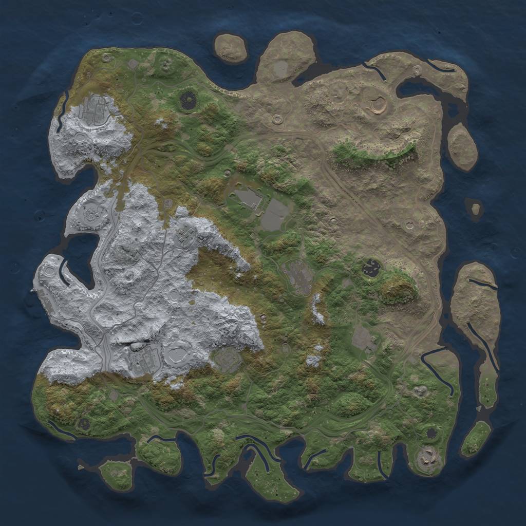 Rust Map: Procedural Map, Size: 4500, Seed: 41825867, 18 Monuments