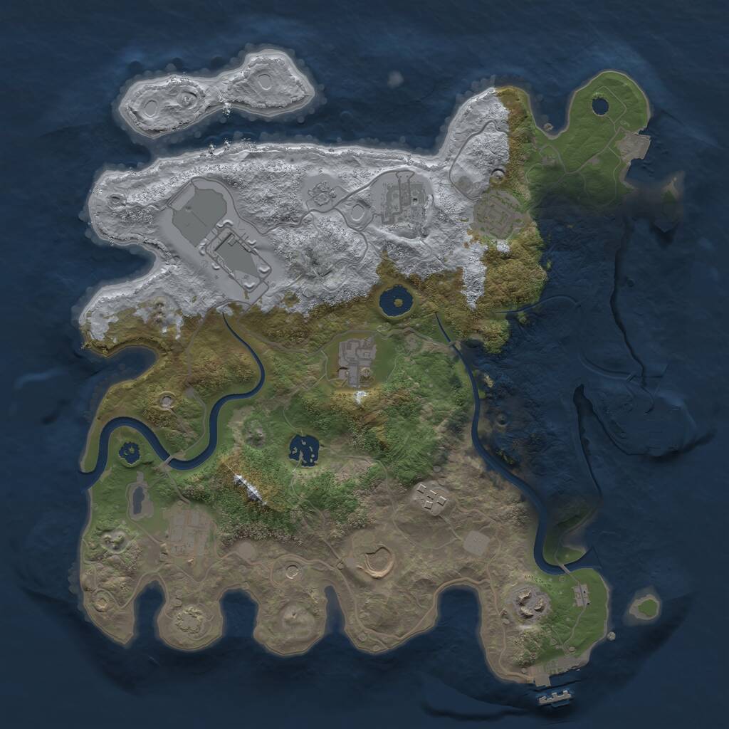 Rust Map: Procedural Map, Size: 3500, Seed: 1542783553, 15 Monuments
