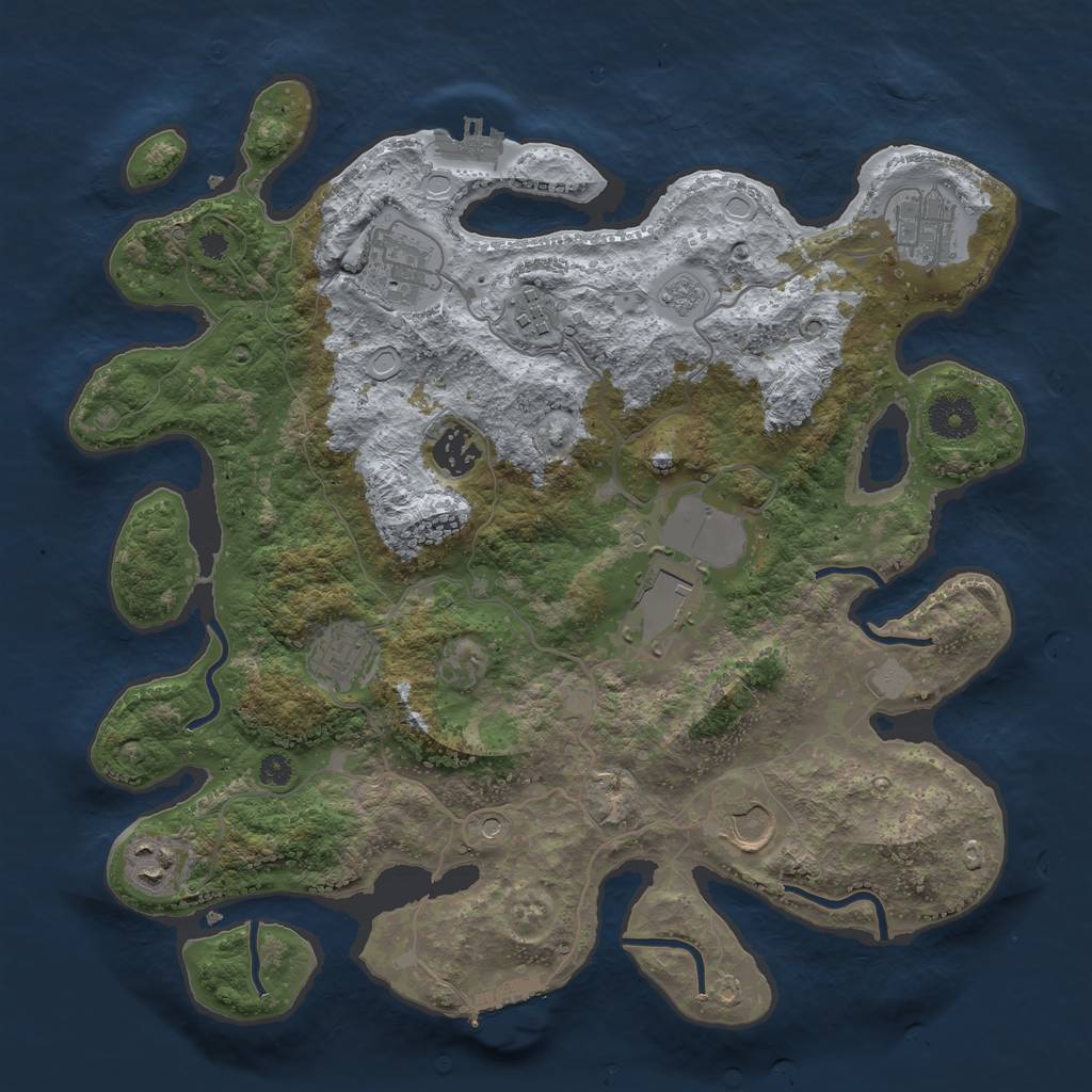 Rust Map: Procedural Map, Size: 3500, Seed: 311445897, 17 Monuments
