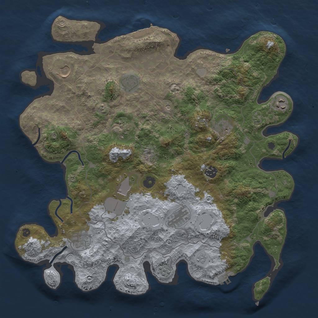 Rust Map: Procedural Map, Size: 4000, Seed: 69777769, 19 Monuments