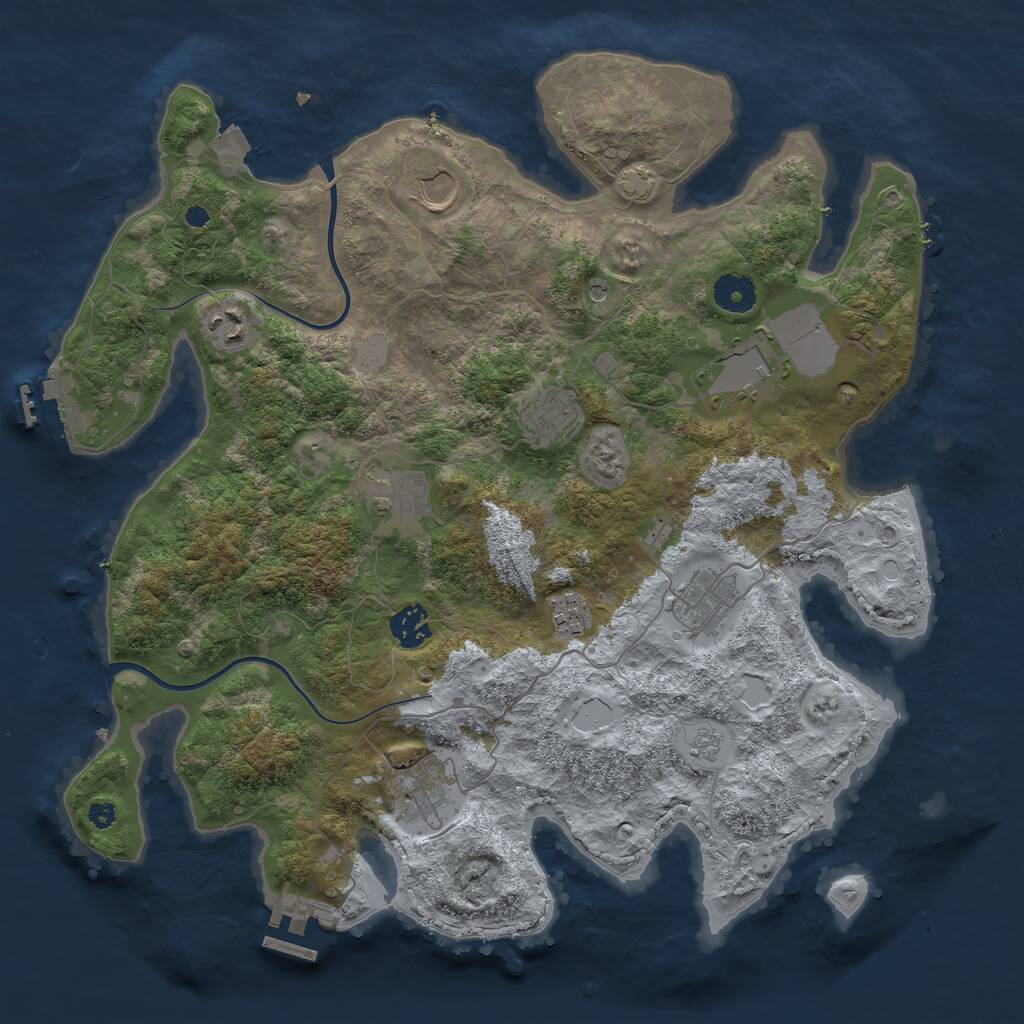 Rust Map: Procedural Map, Size: 3750, Seed: 1016355279, 15 Monuments