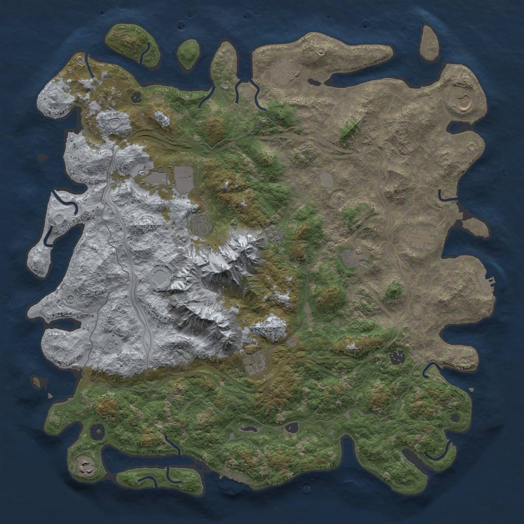 Rust Map: Procedural Map, Size: 5000, Seed: 1357356615, 20 Monuments