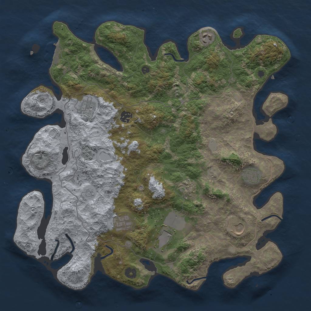 Rust Map: Procedural Map, Size: 4000, Seed: 951671613, 17 Monuments