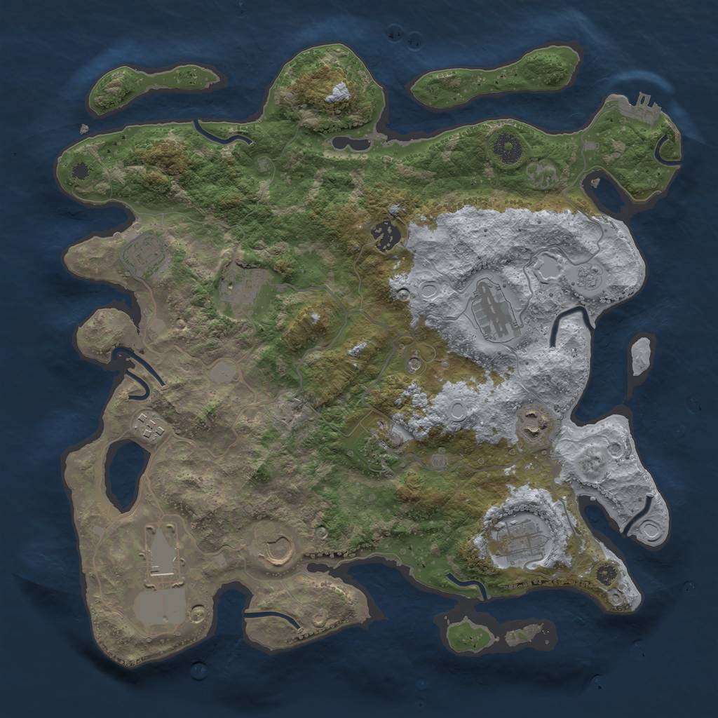 Rust Map: Procedural Map, Size: 3700, Seed: 1000939074, 18 Monuments