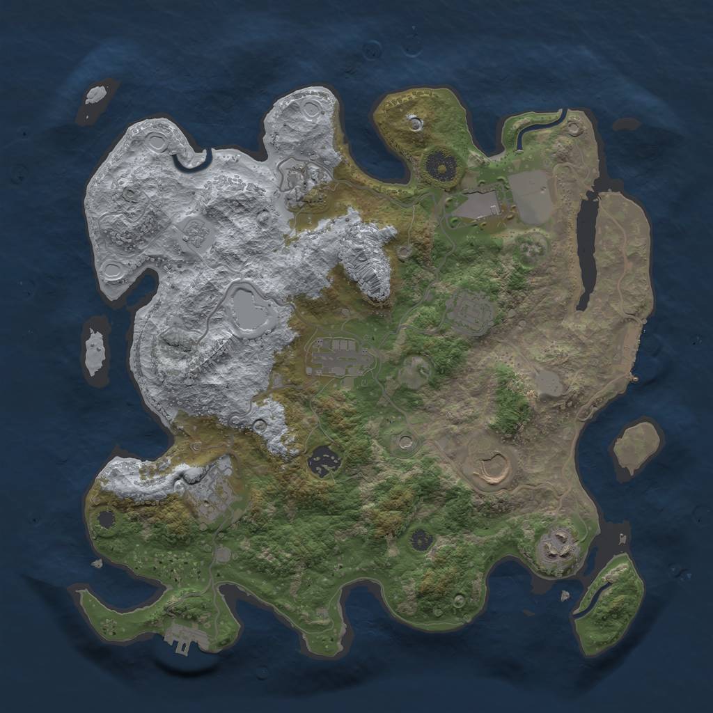 Rust Map: Procedural Map, Size: 3500, Seed: 1995310565, 17 Monuments