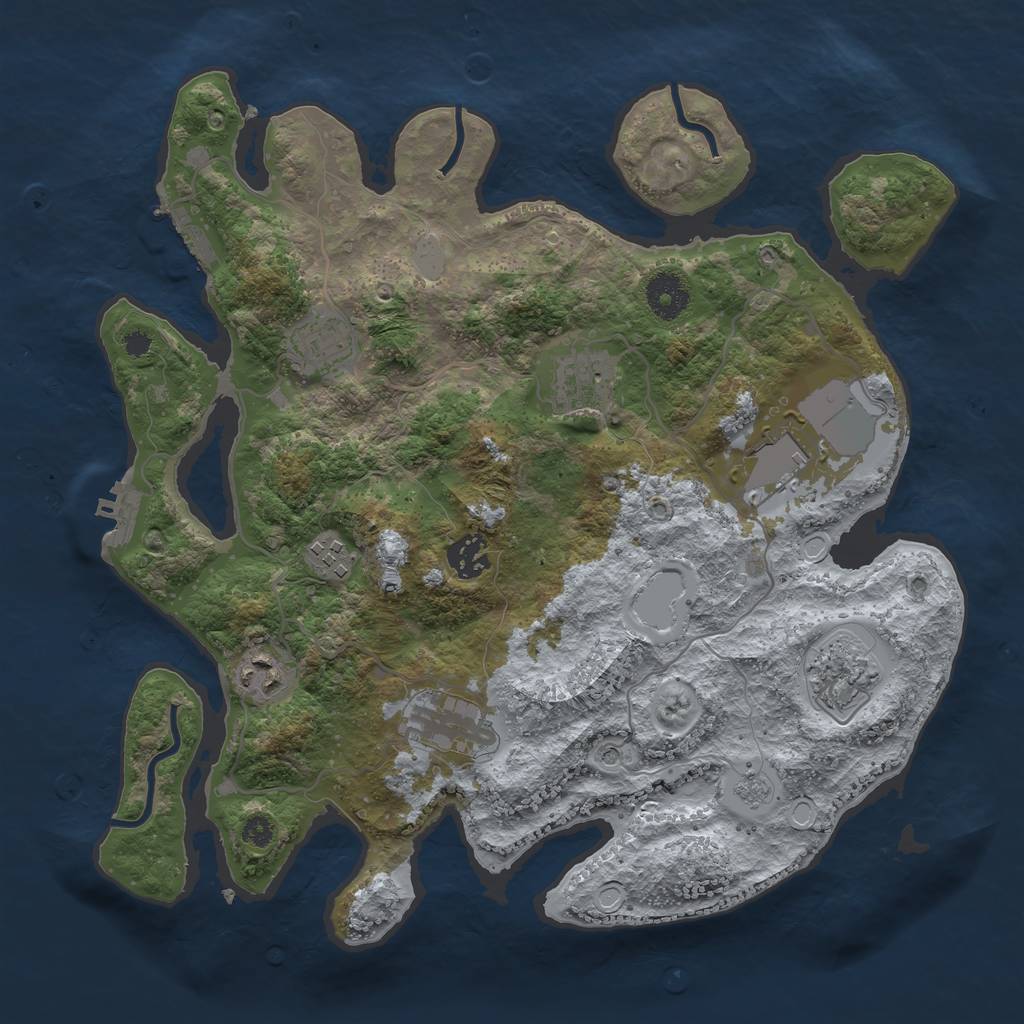 Rust Map: Procedural Map, Size: 3500, Seed: 231912891, 17 Monuments