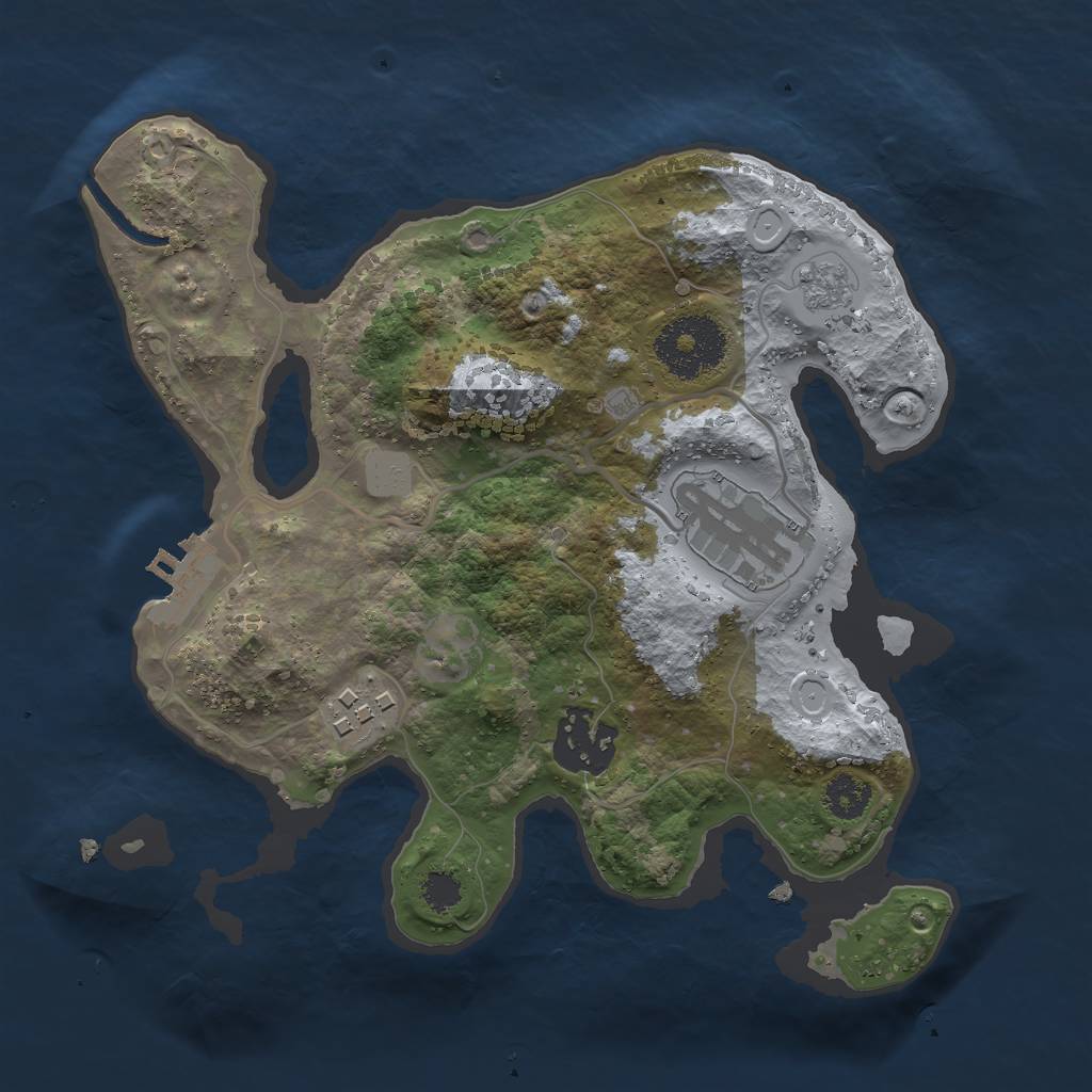 Rust Map: Procedural Map, Size: 2500, Seed: 8319, 10 Monuments