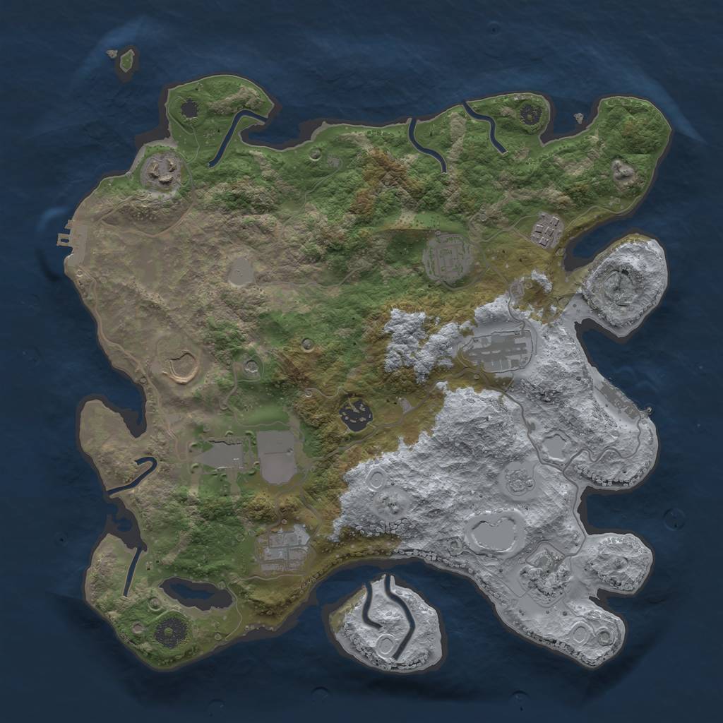 Rust Map: Procedural Map, Size: 3500, Seed: 877777, 18 Monuments
