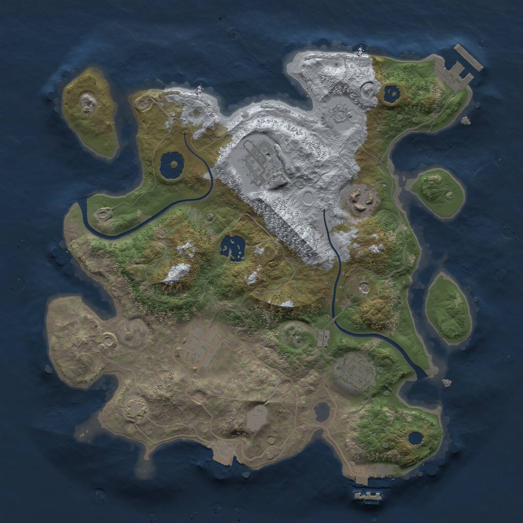 Rust Map: Procedural Map, Size: 3000, Seed: 747644205, 11 Monuments