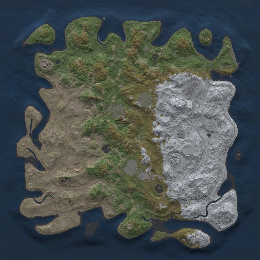 Rust Map: Procedural Map, Size: 4500, Seed: 13375061, 18 Monuments