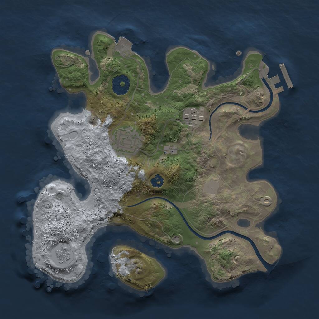 Rust Map: Procedural Map, Size: 2500, Seed: 28571, 5 Monuments