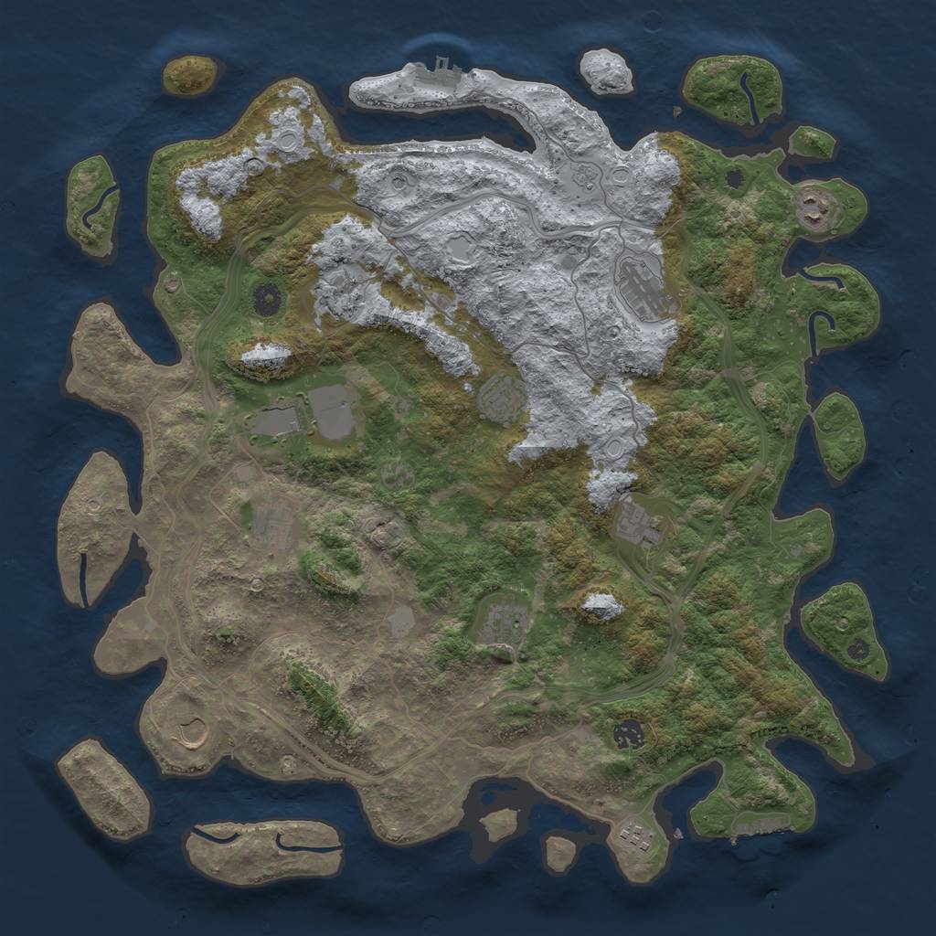 Rust Map: Procedural Map, Size: 4500, Seed: 2100687286, 20 Monuments