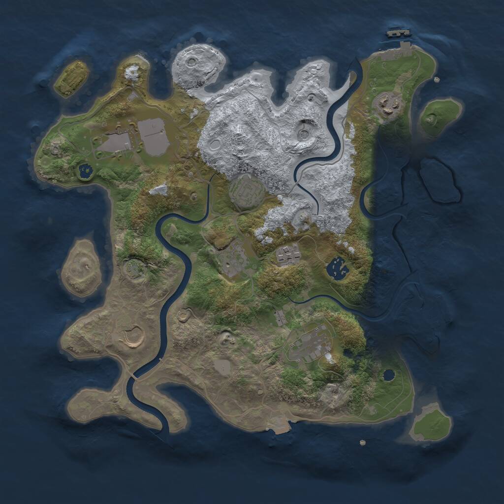 Rust Map: Procedural Map, Size: 3500, Seed: 159556742, 13 Monuments