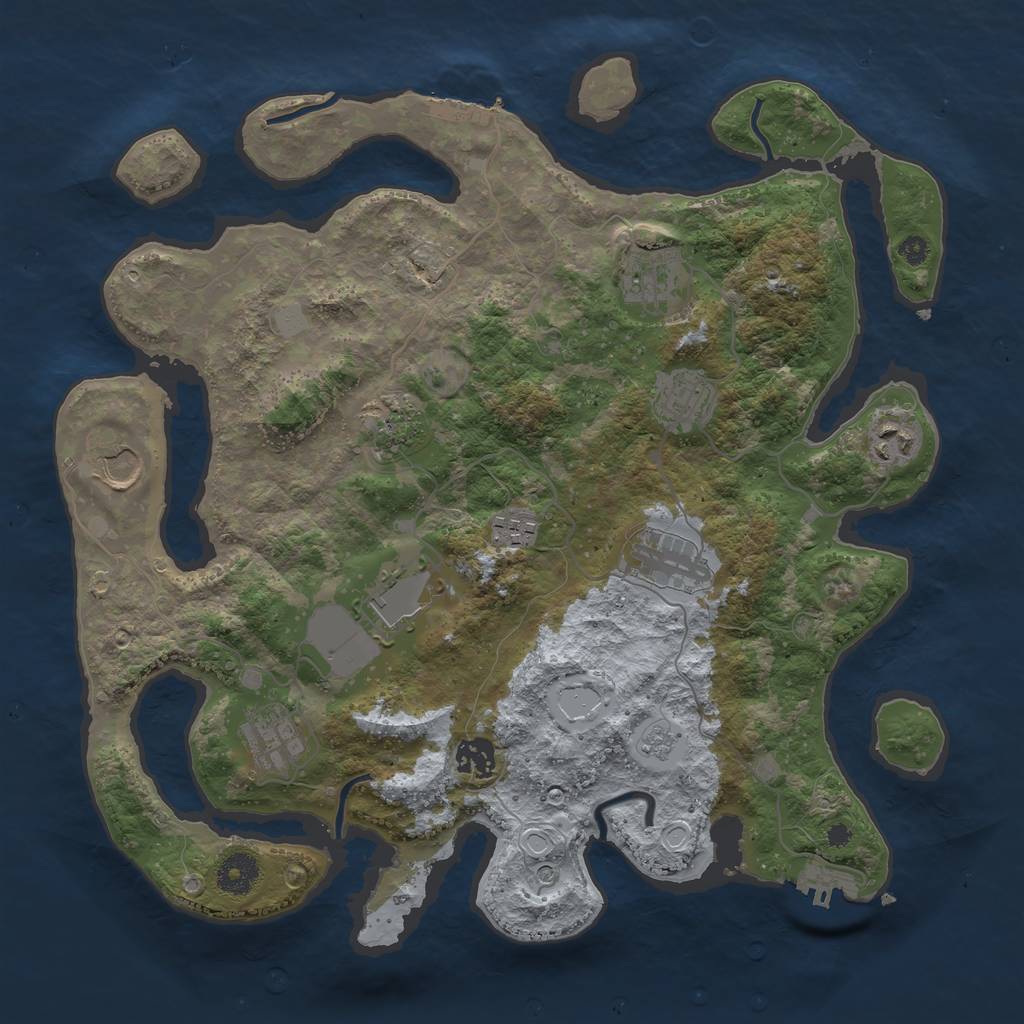 Rust Map: Procedural Map, Size: 3700, Seed: 986314447, 19 Monuments