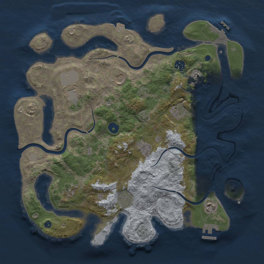 Rust Map: Procedural Map, Size: 3700, Seed: 986314447, 15 Monuments