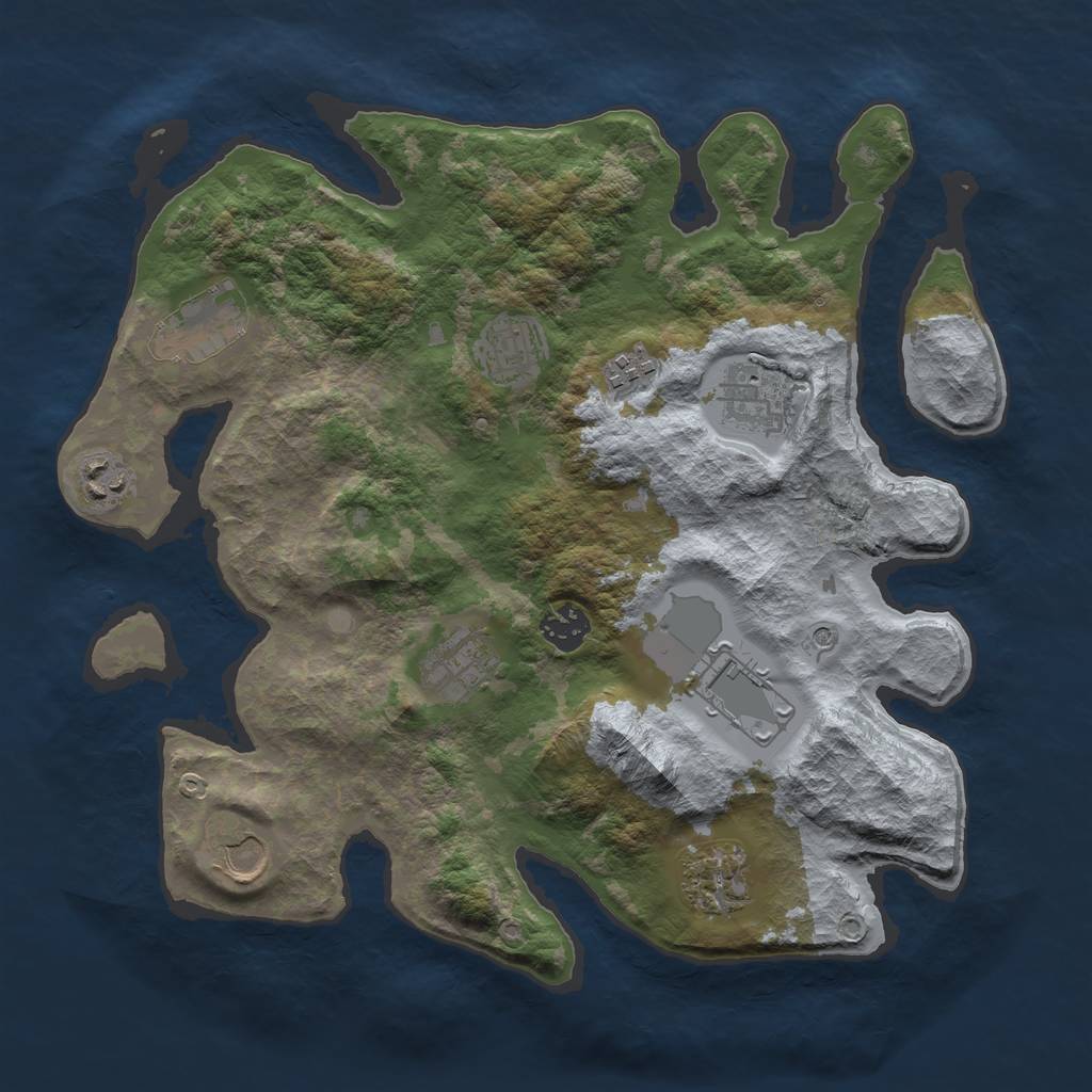 Rust Map: Barren, Size: 3500, Seed: 195245, 13 Monuments