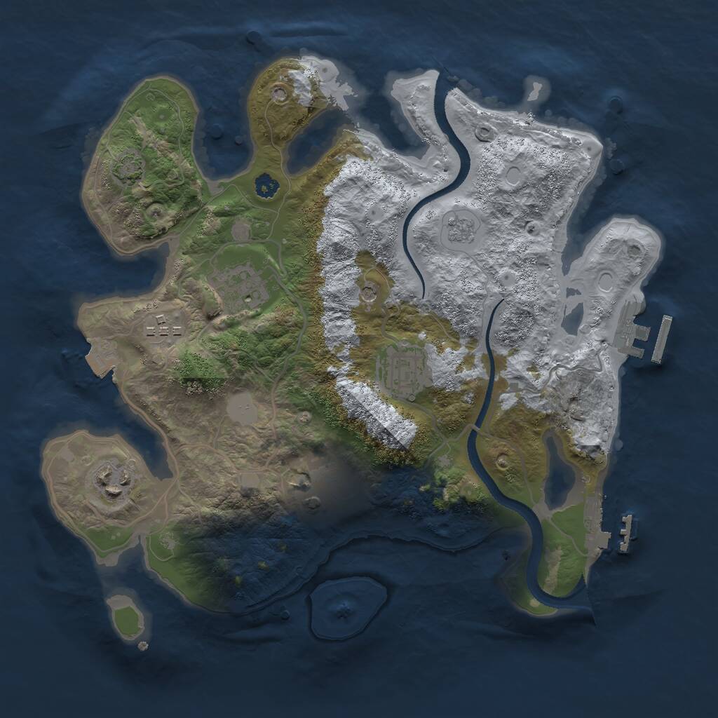 Rust Map: Procedural Map, Size: 3000, Seed: 753052, 11 Monuments