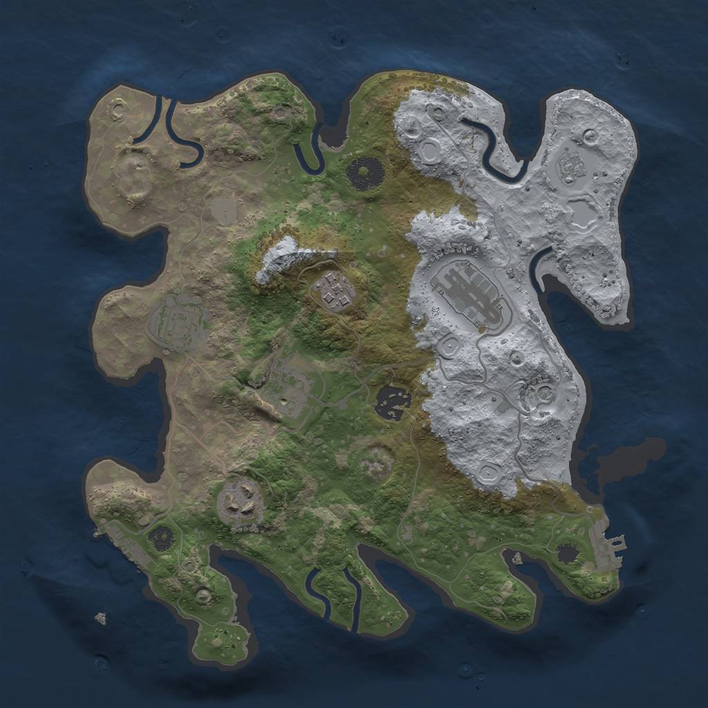 Rust Map: Procedural Map, Size: 3000, Seed: 960918, 15 Monuments