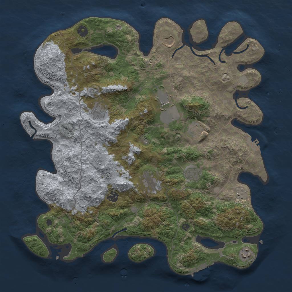 Rust Map: Procedural Map, Size: 4000, Seed: 218433, 18 Monuments