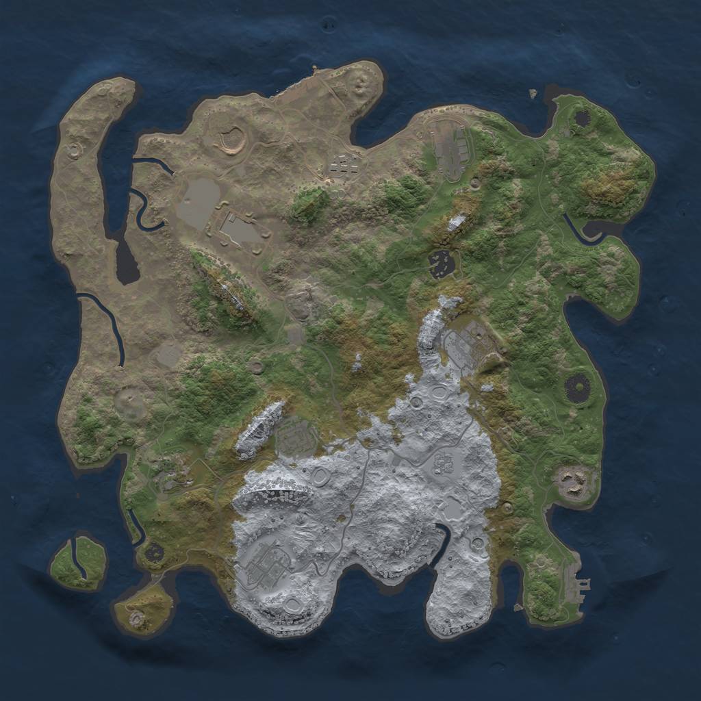 Rust Map: Procedural Map, Size: 3800, Seed: 75152113, 19 Monuments