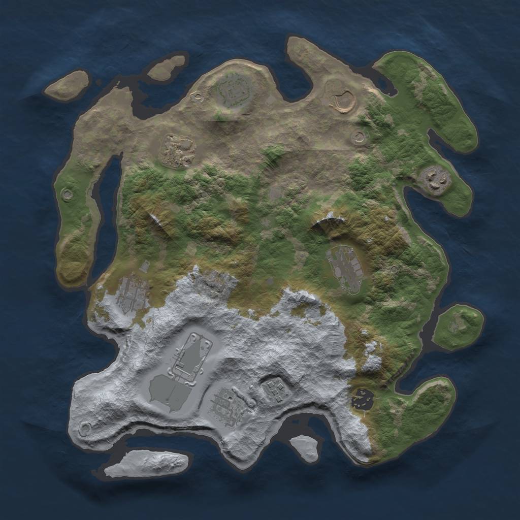 Rust Map: Barren, Size: 3500, Seed: 173736, 13 Monuments