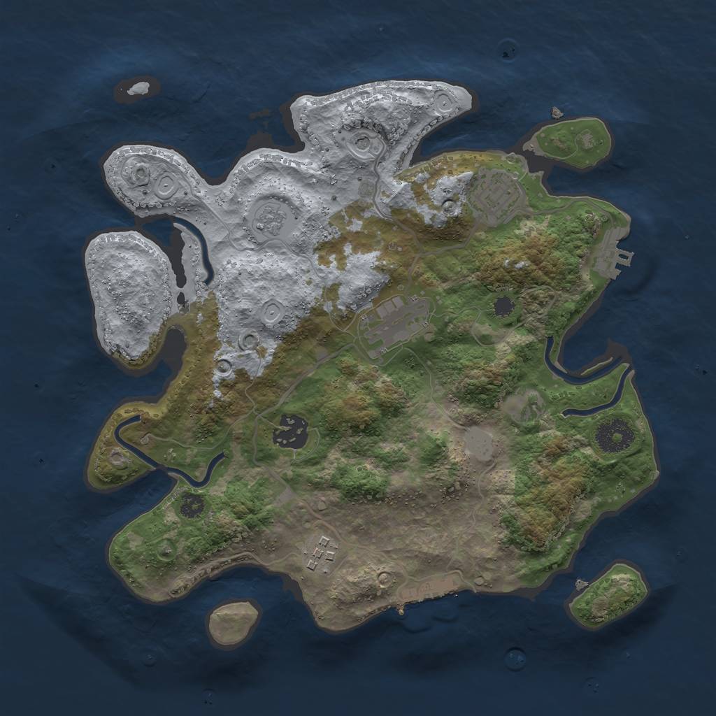 Rust Map: Procedural Map, Size: 3000, Seed: 693501, 13 Monuments