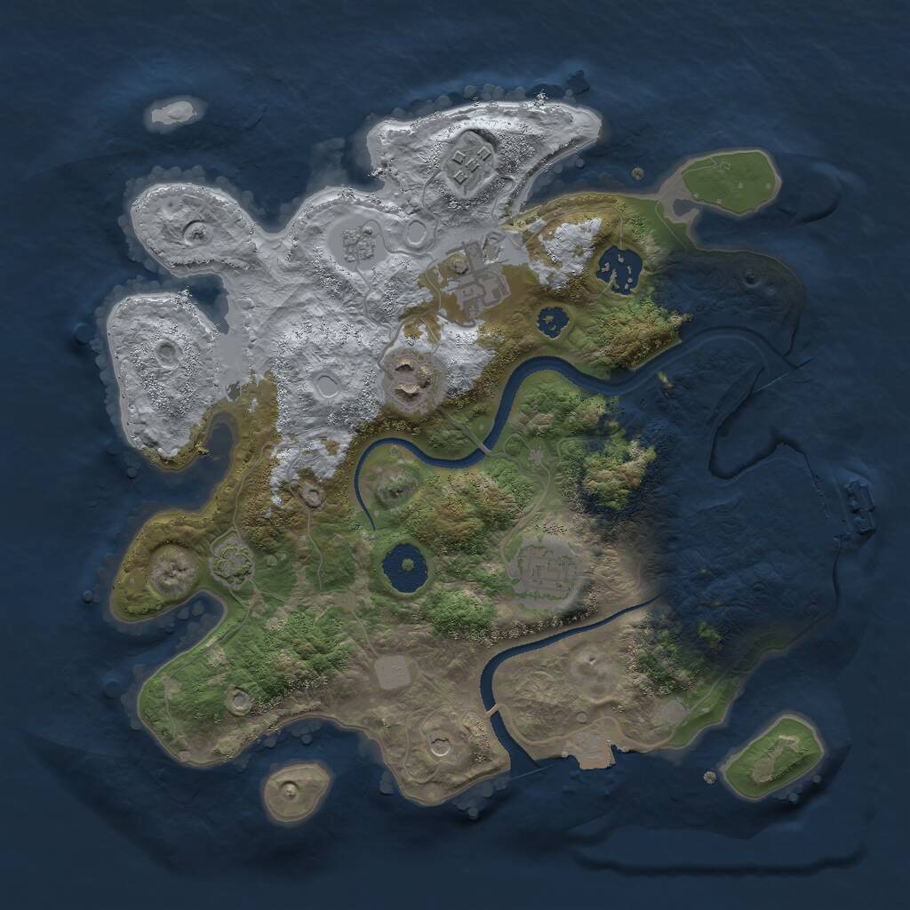 Rust Map: Procedural Map, Size: 3000, Seed: 693501, 10 Monuments