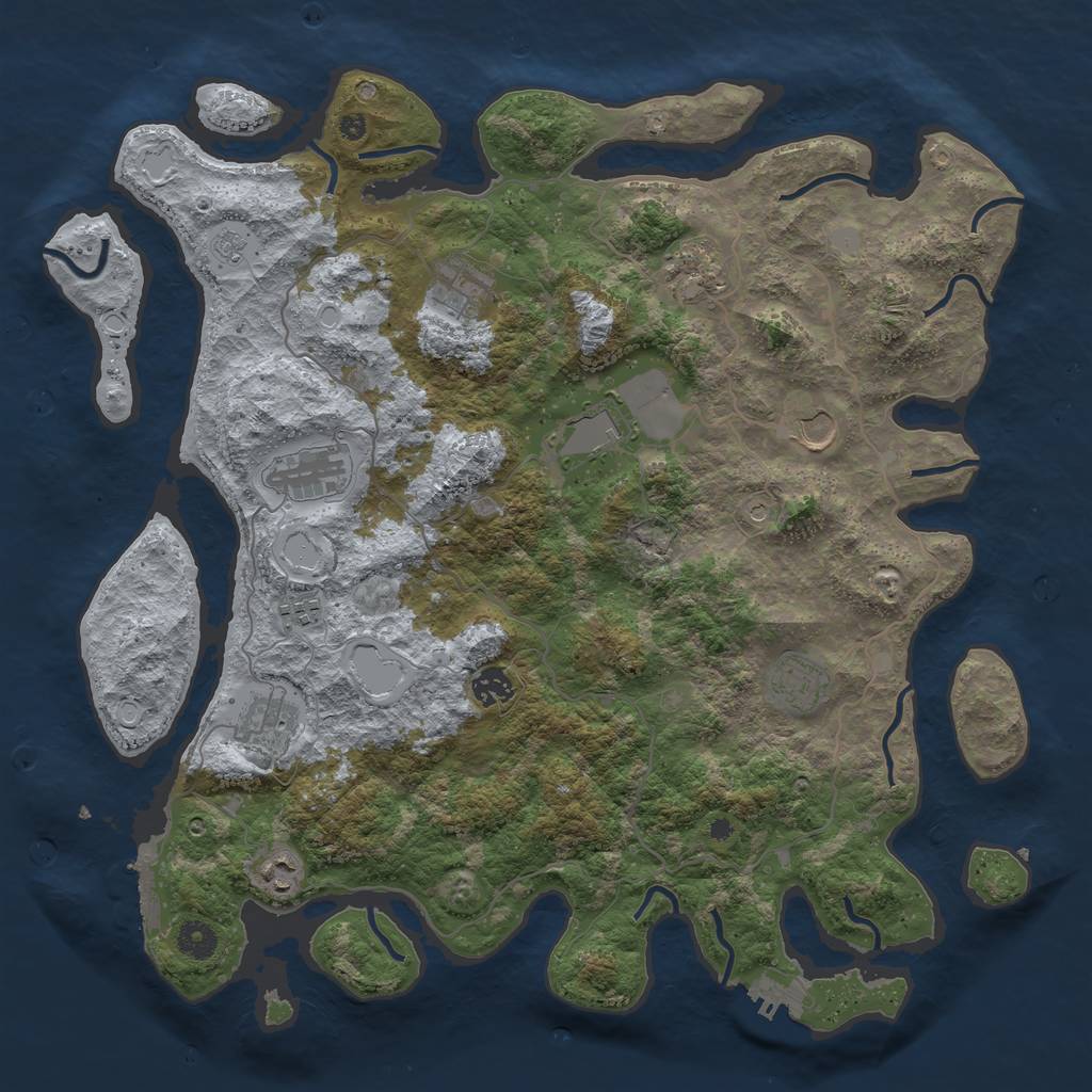 Rust Map: Procedural Map, Size: 4150, Seed: 42594, 19 Monuments