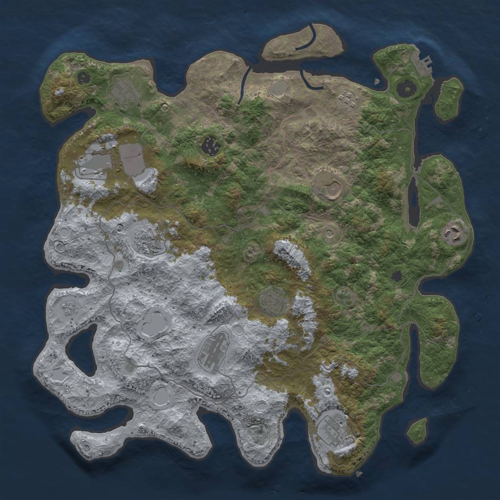 Rust Map: Procedural Map, Size: 4000, Seed: 520721, 18 Monuments