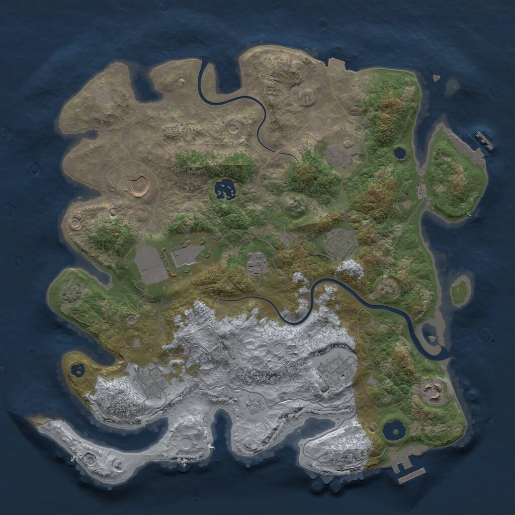 Rust Map: Procedural Map, Size: 3607, Seed: 993459, 15 Monuments