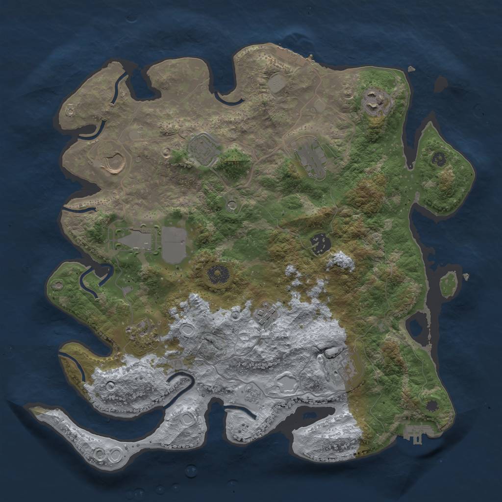 Rust Map: Procedural Map, Size: 3607, Seed: 993459, 18 Monuments