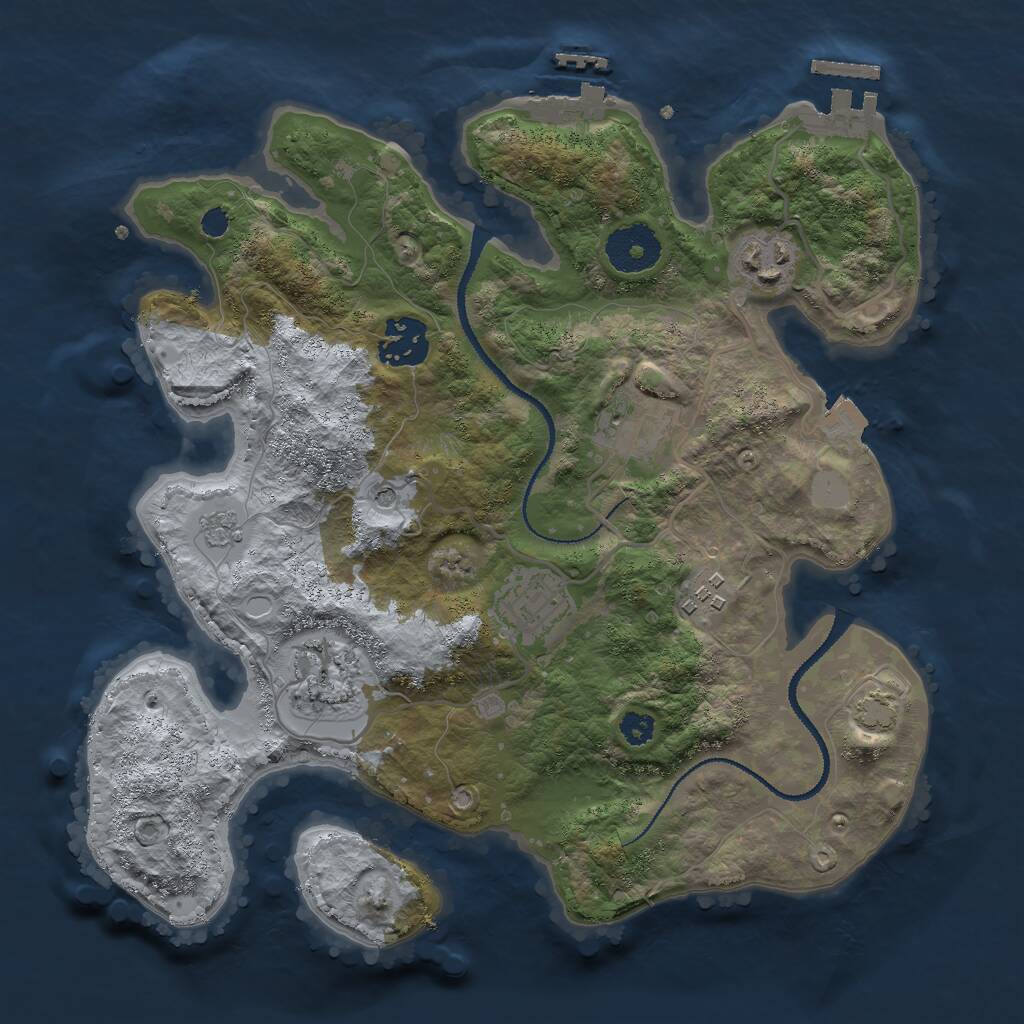 Rust Map: Procedural Map, Size: 3000, Seed: 28571, 12 Monuments