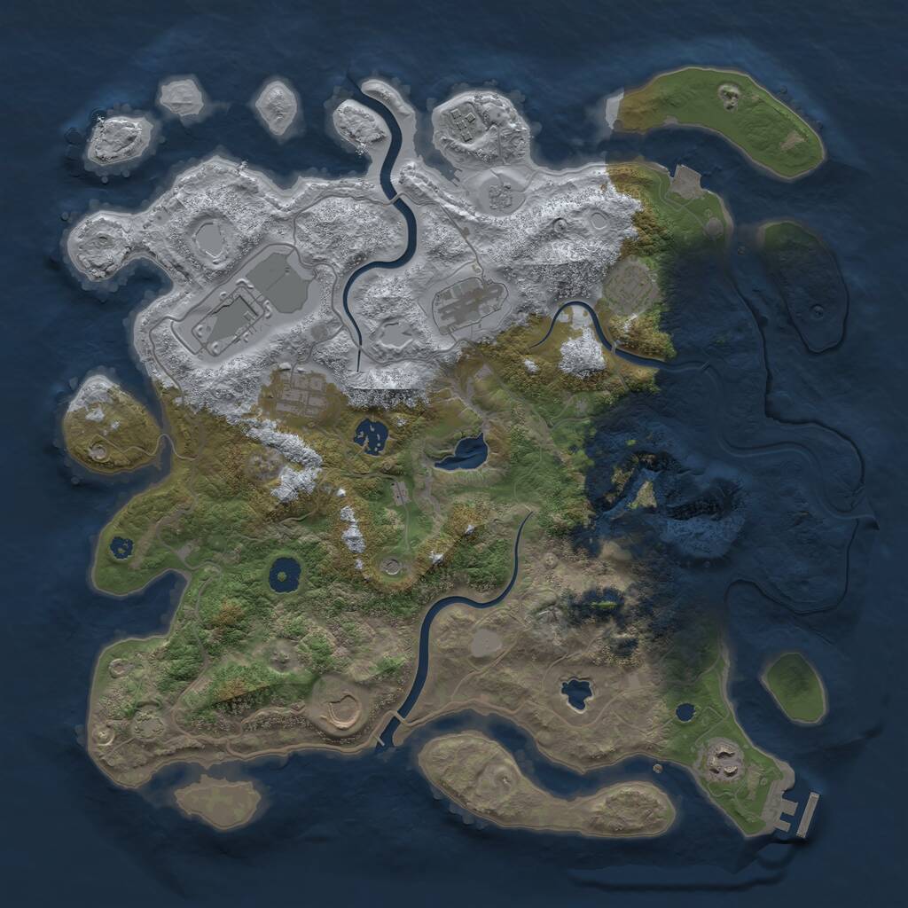 Rust Map: Procedural Map, Size: 4000, Seed: 998011, 13 Monuments