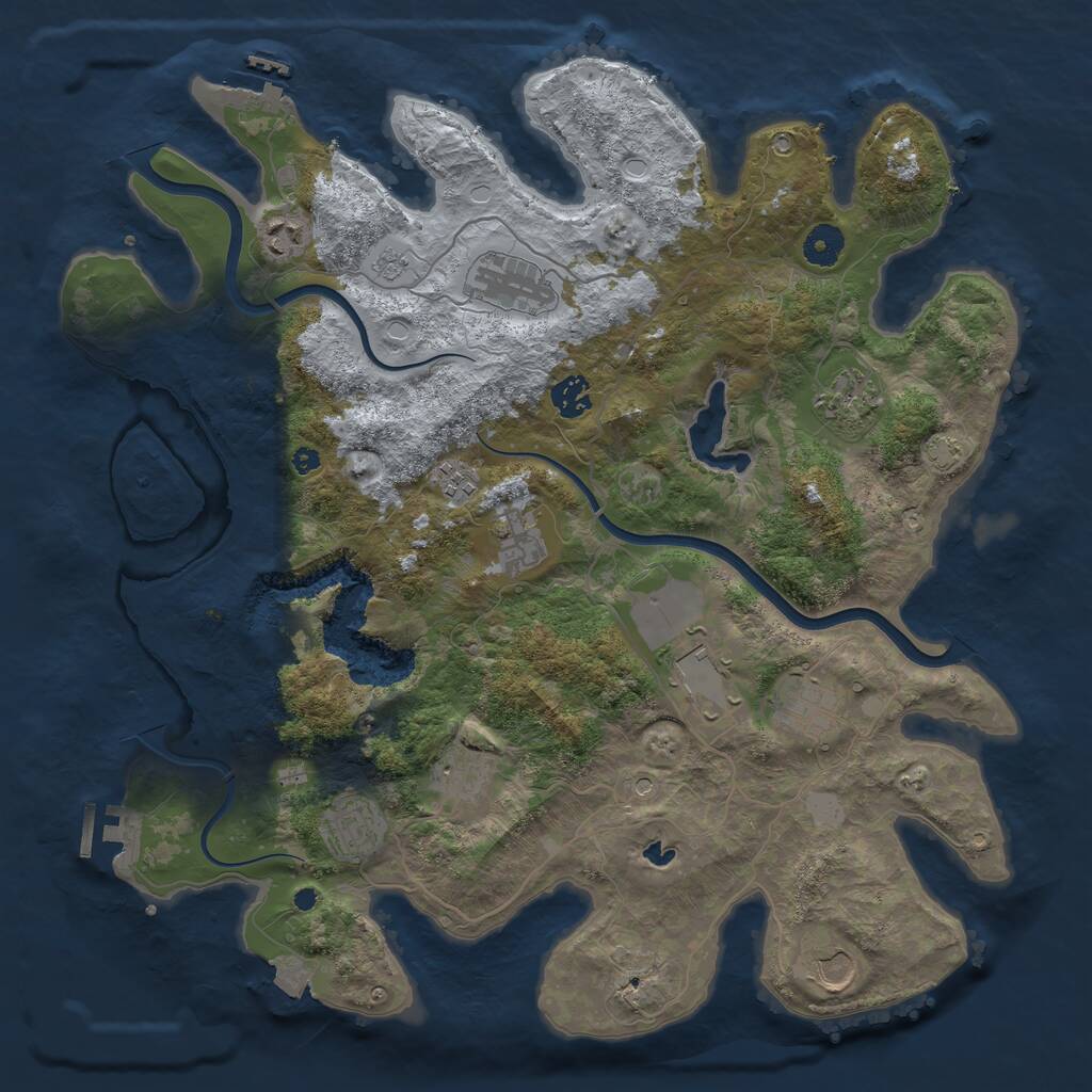 Rust Map: Procedural Map, Size: 4000, Seed: 12124, 17 Monuments