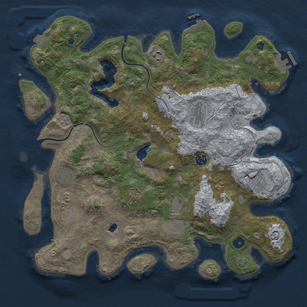 Rust Map: Procedural Map, Size: 4000, Seed: 389887, 15 Monuments