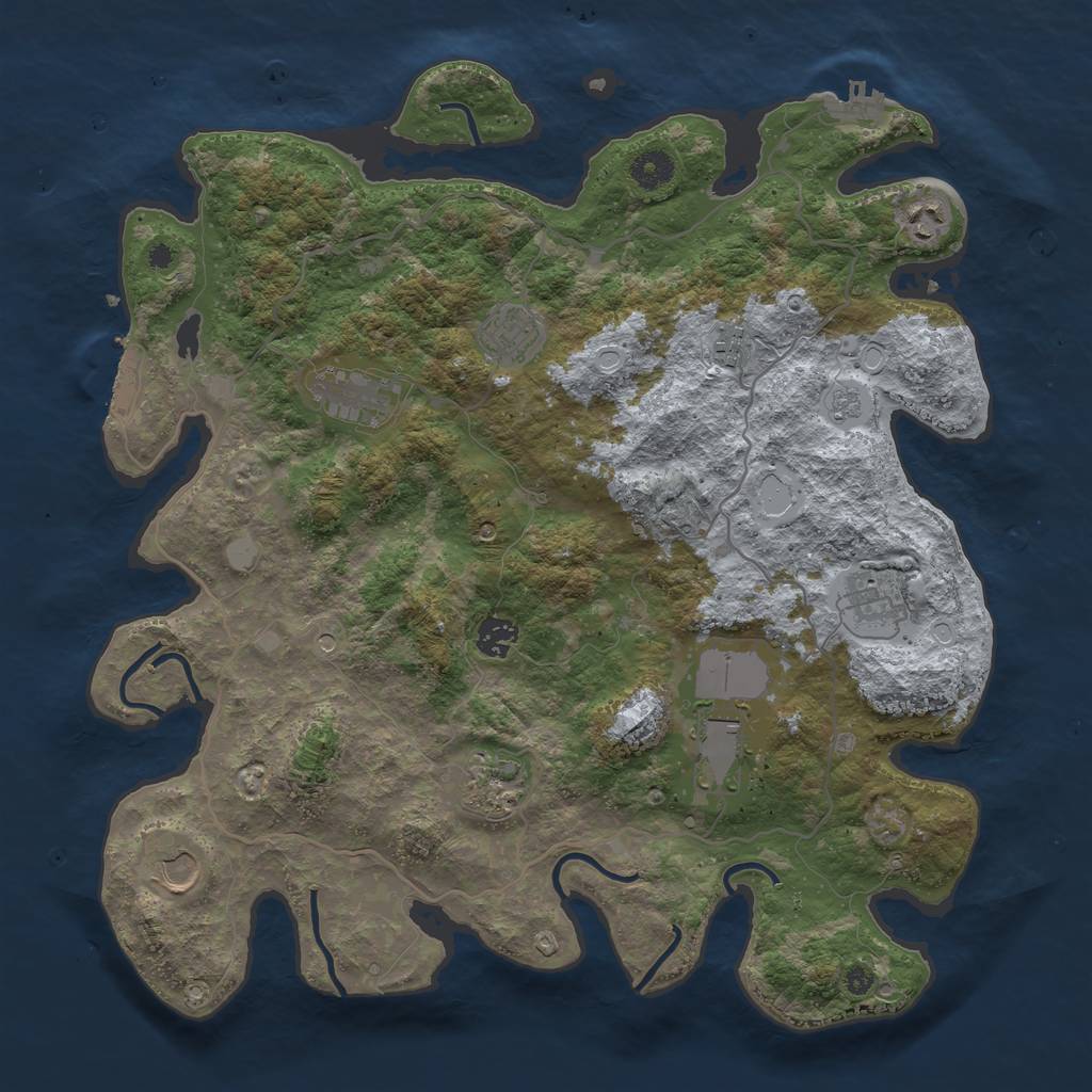 Rust Map: Procedural Map, Size: 4000, Seed: 311607, 18 Monuments
